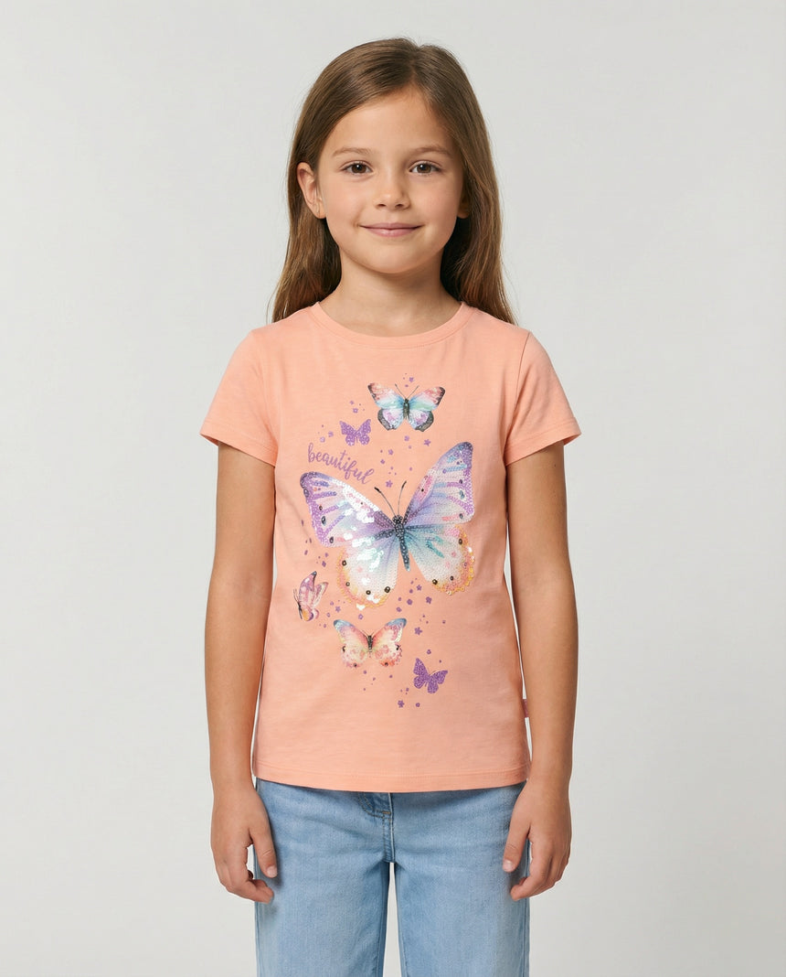 Salt and Pepper Mädchen T-Shirt mit Funkelndem Schmetterlings-Zauber