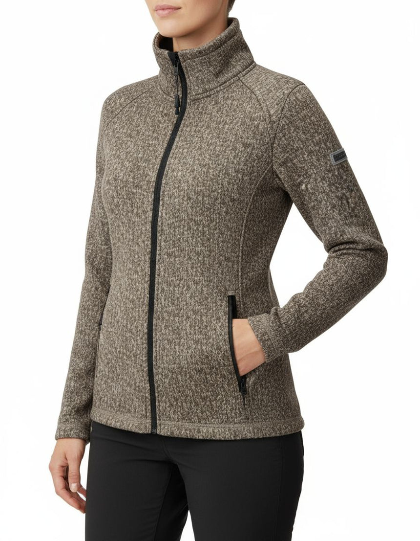 PO Damen Strickfleecejacke mit Allover-Print Lovis