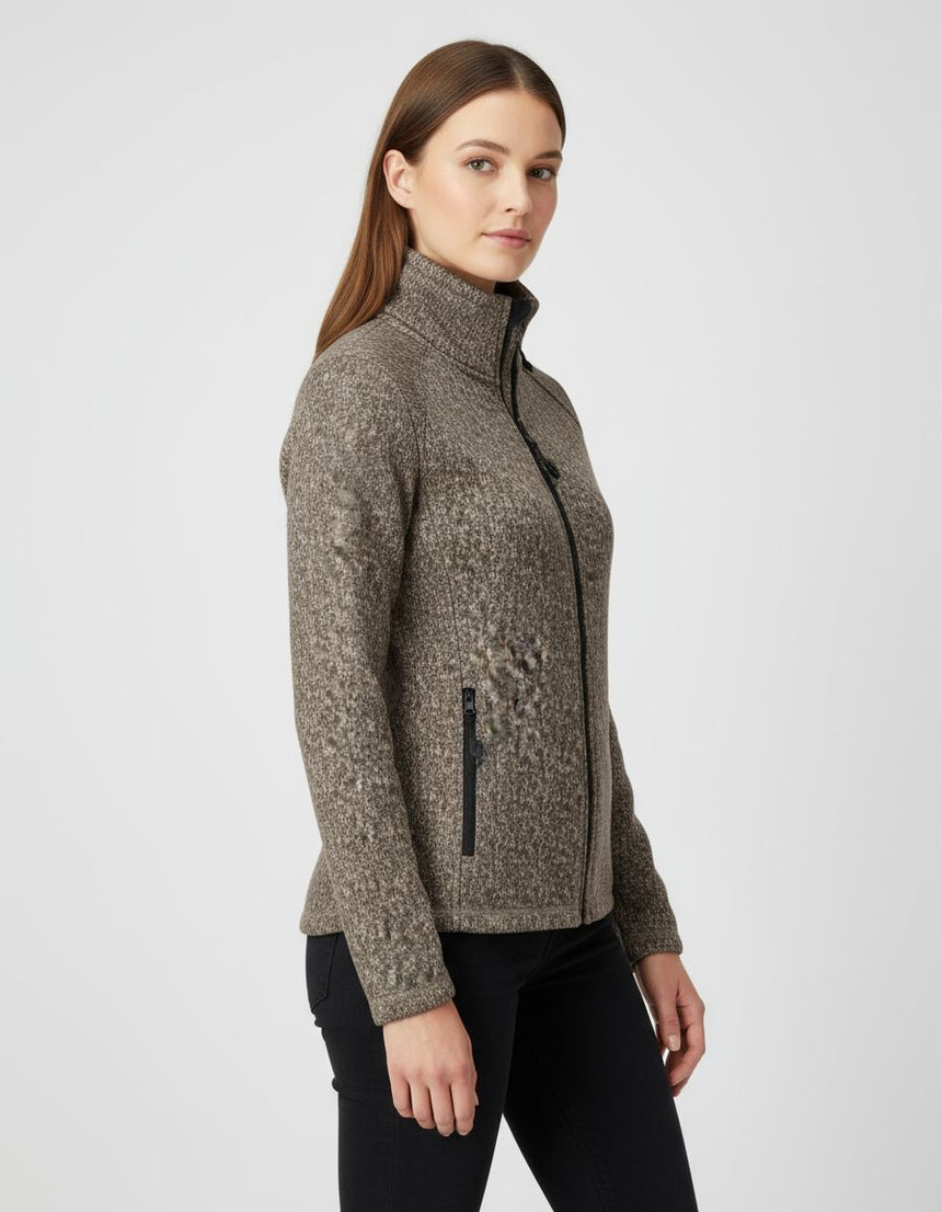 PO Damen Strickfleecejacke mit Allover-Print Lovis