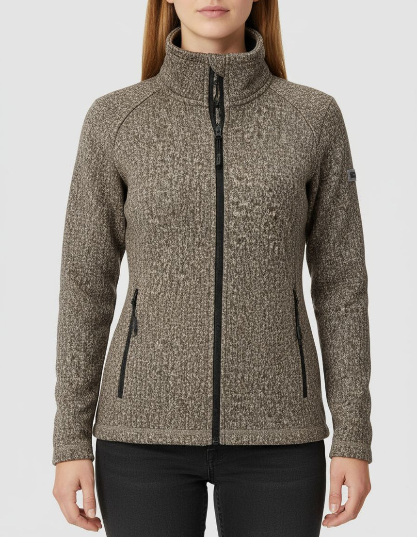 PO Damen Strickfleecejacke mit Allover-Print Lovis