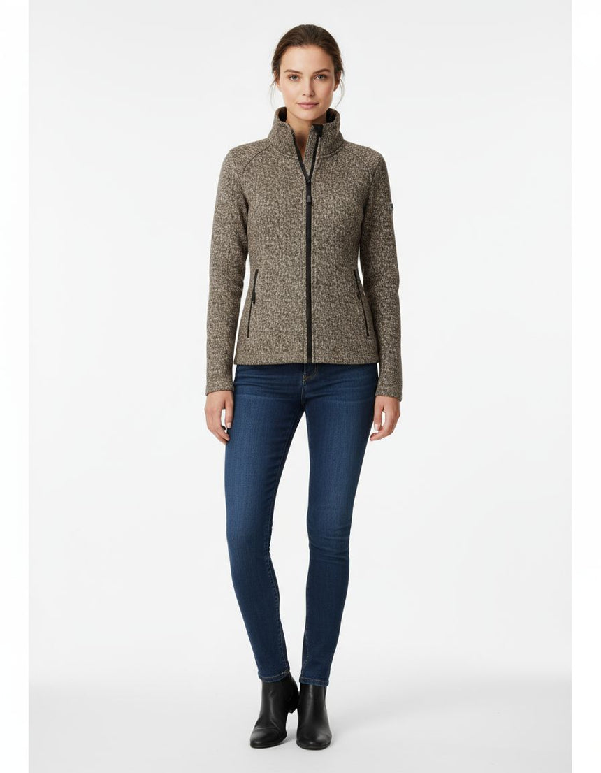 PO Damen Strickfleecejacke mit Allover-Print Lovis