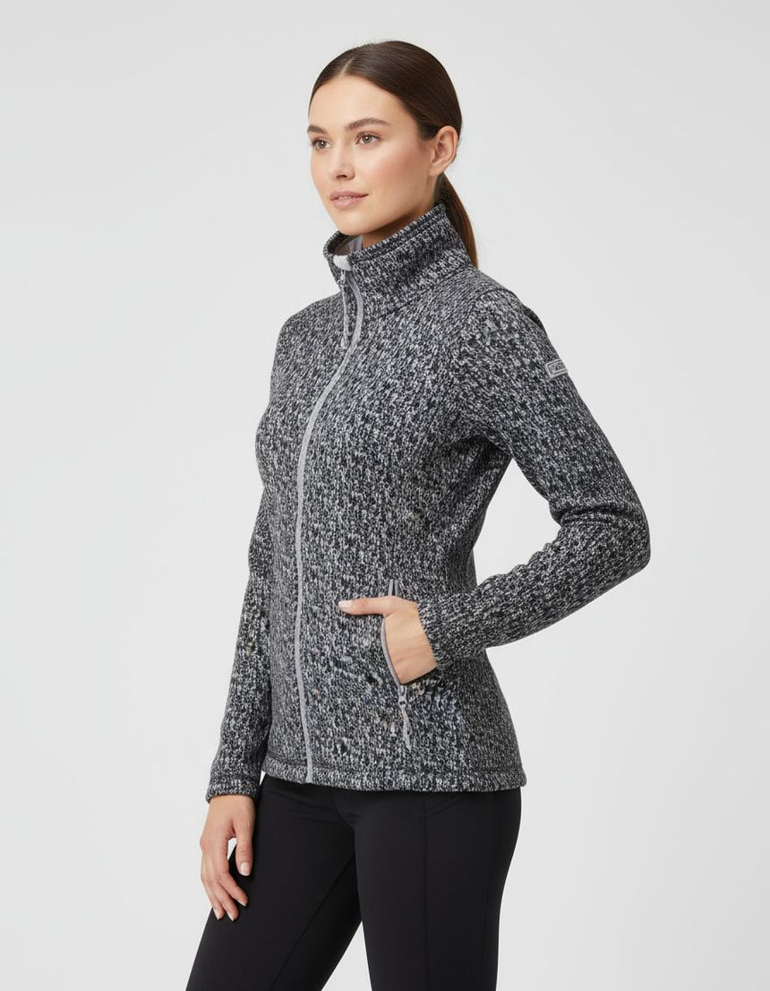 PO Damen Strickfleecejacke mit Allover-Print Lovis