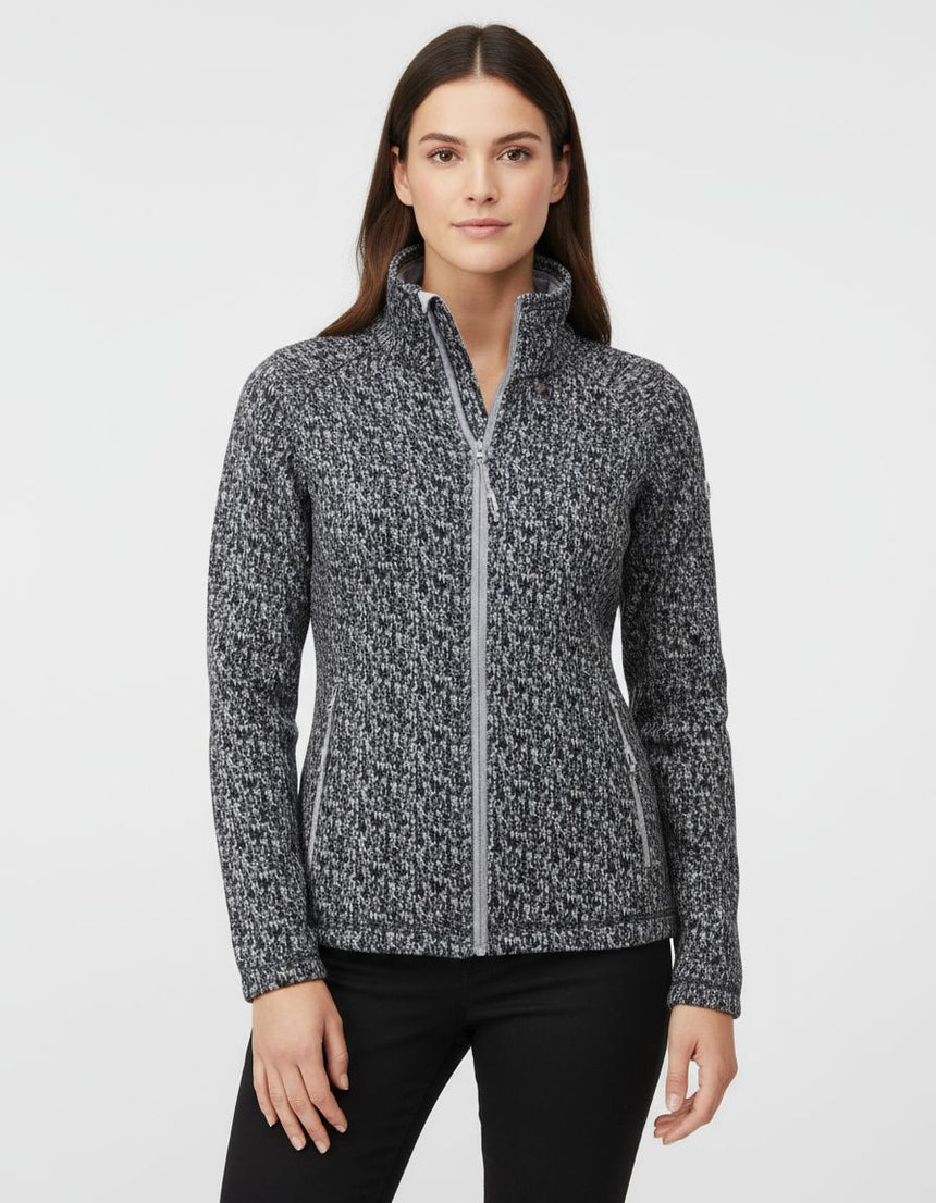 PO Damen Strickfleecejacke mit Allover-Print Lovis