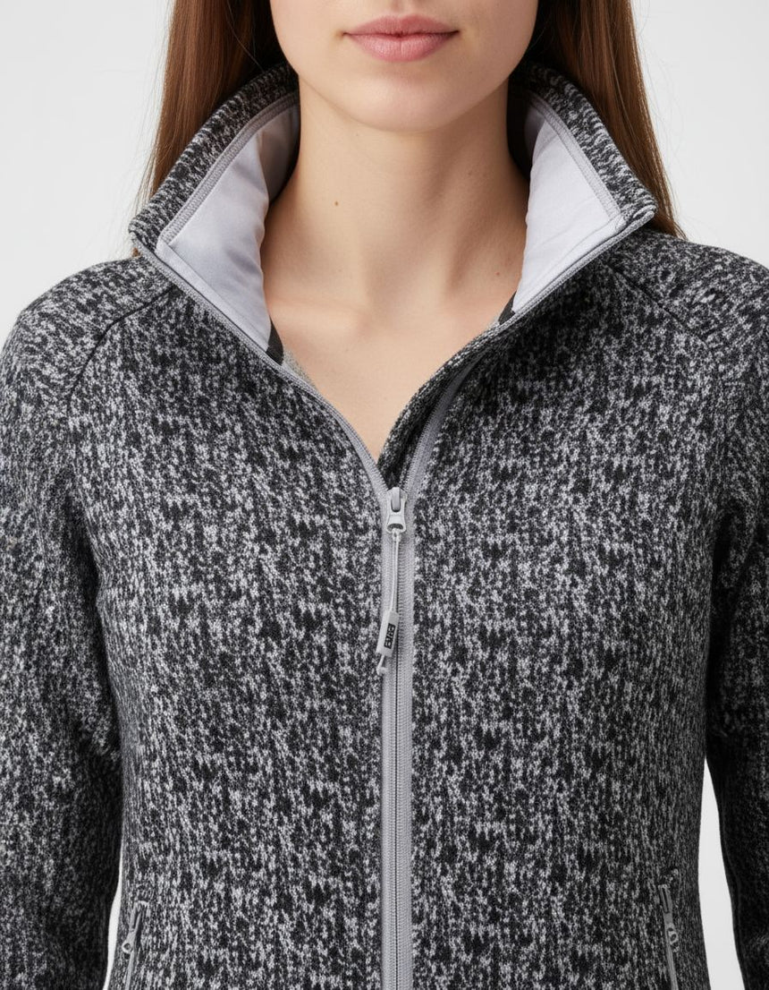 PO Damen Strickfleecejacke mit Allover-Print Lovis