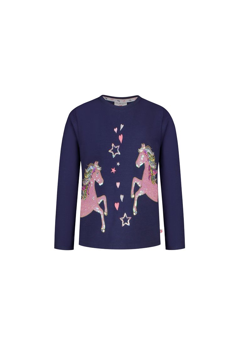 Salt and Pepper Mädchen Langarmshirt mit edler Pferde-Stickerei