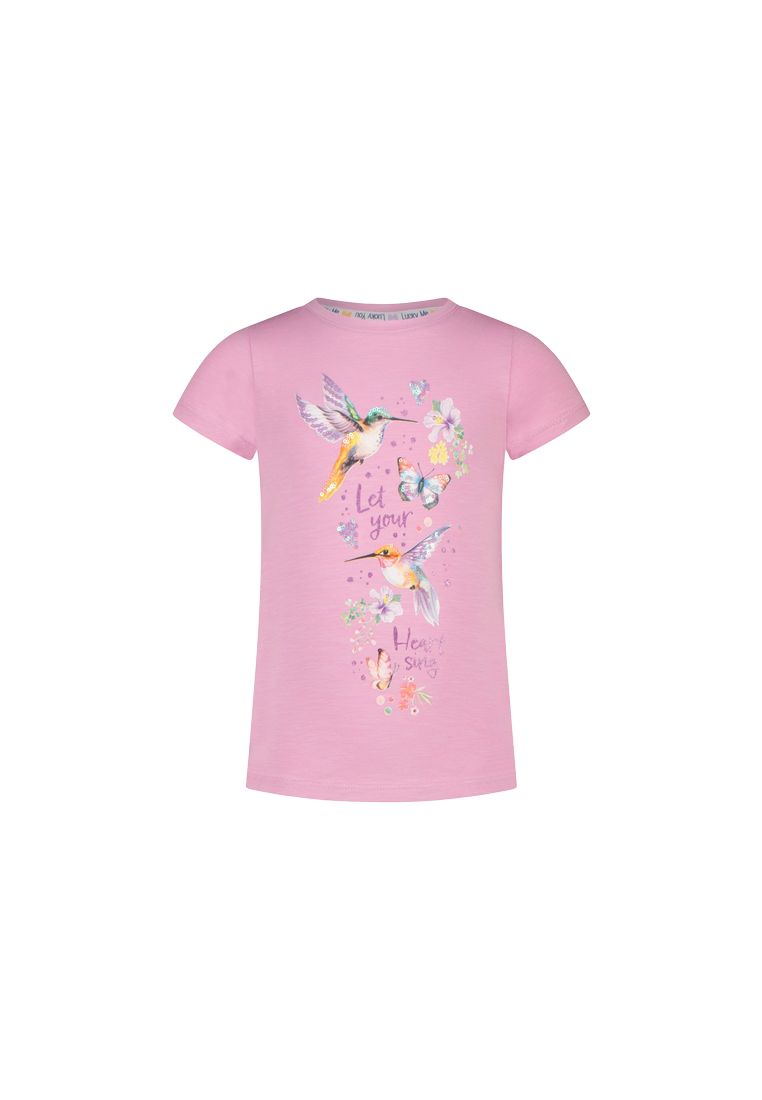 Salt and Pepper Mädchen T-Shirt – Exotischer Glanz mit funkelndem Kolibri-Print