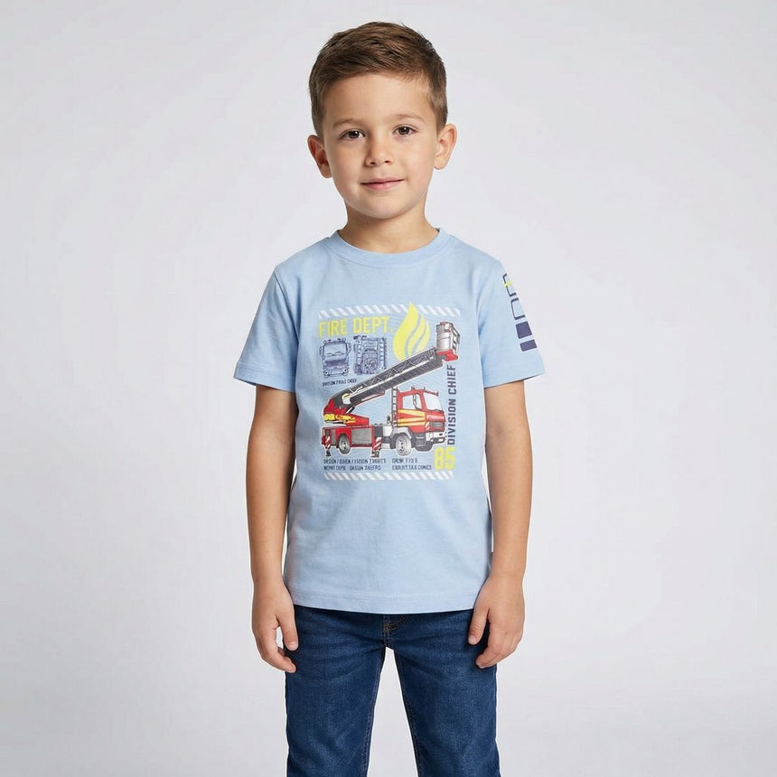 Salt and Pepper Jungen T-Shirt leuchtendem Feuerwehr Print