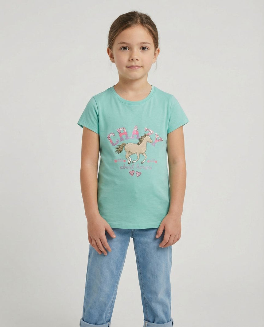 Salt and Pepper Mädchen T-Shirt mit Pferde-Applikation