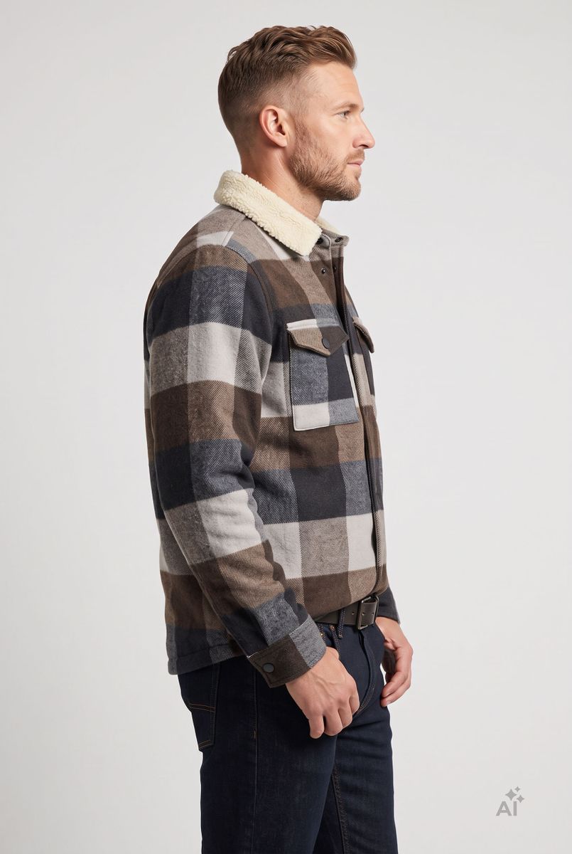 Ray Herren Flanelljacke mit Fellkragen