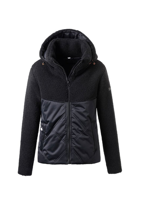 LPO Damen Materialmix Wattierte Steppjacke mit Webpelz
