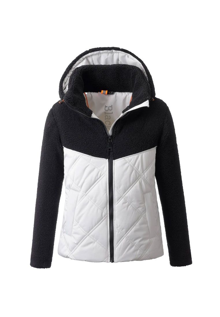 LPO Damen Materialmix Wattierte Steppjacke mit Webpelz