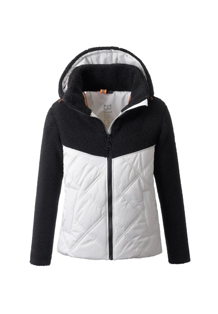 LPO Damen Materialmix Wattierte Steppjacke mit Webpelz