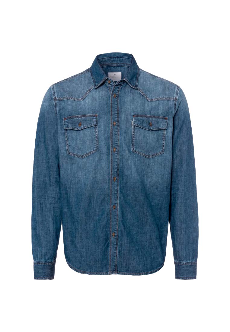 Cross Jeans Herren Jeanshemd mid blue A208-032