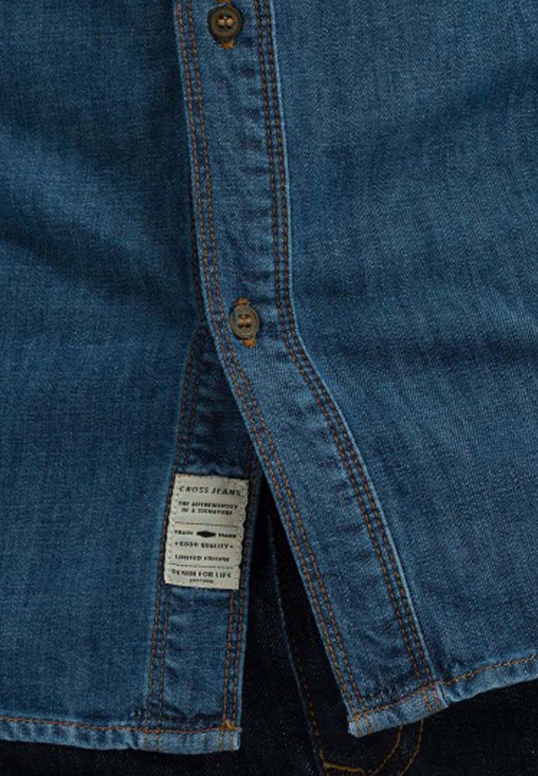 Cross Jeans Herren Jeanshemd mid blue A208-032