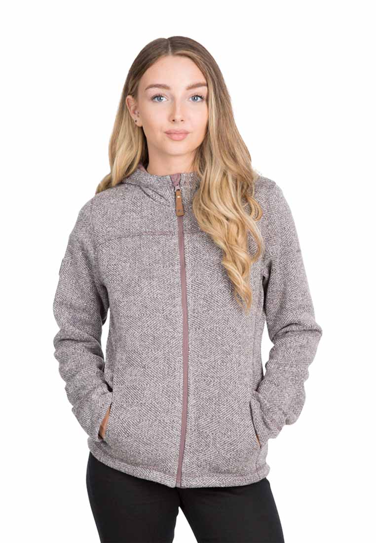 Trespass Damen Strickfleecejacke mit Kapuze RESERVE hellbraun