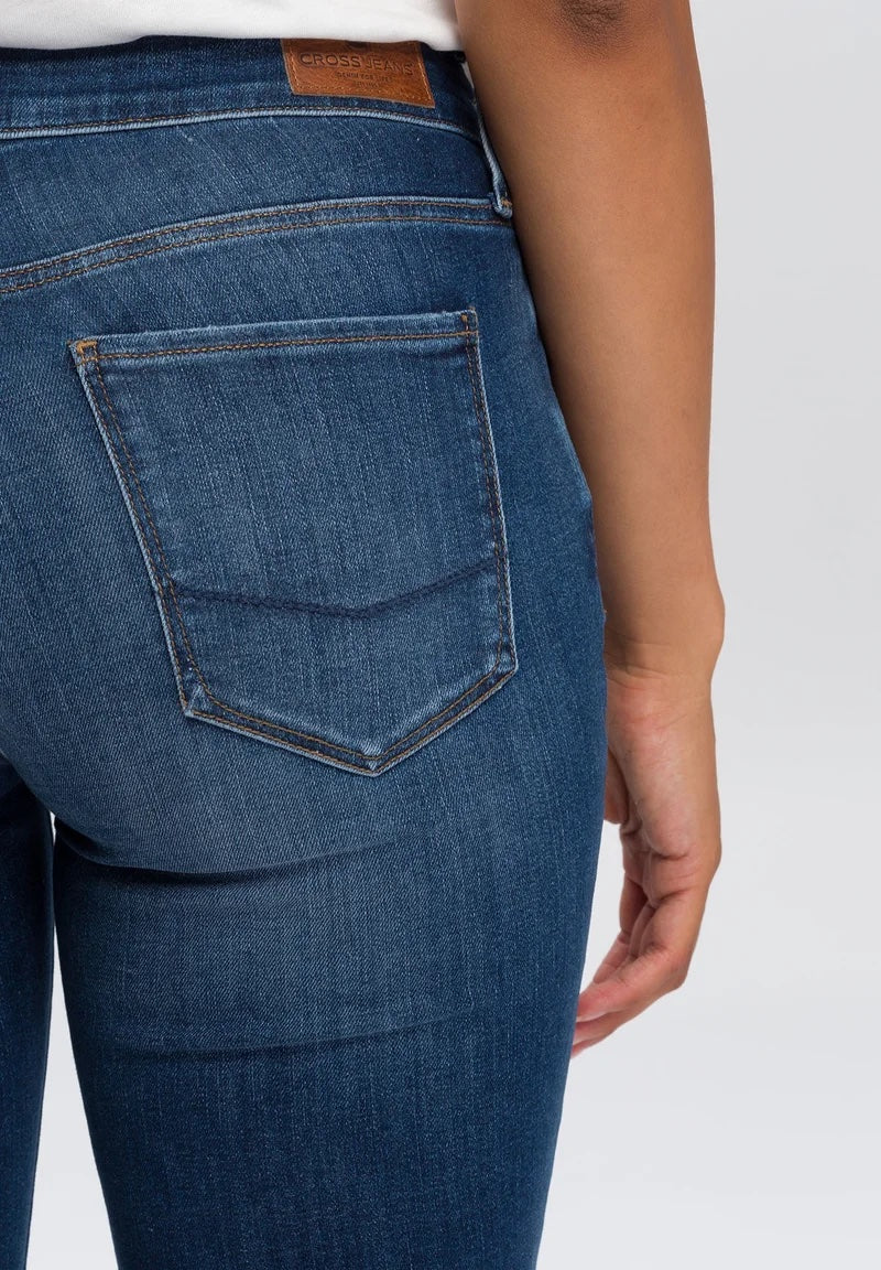 Cross Jeans Damen Rose - Regular Fit - dark blue crincle
