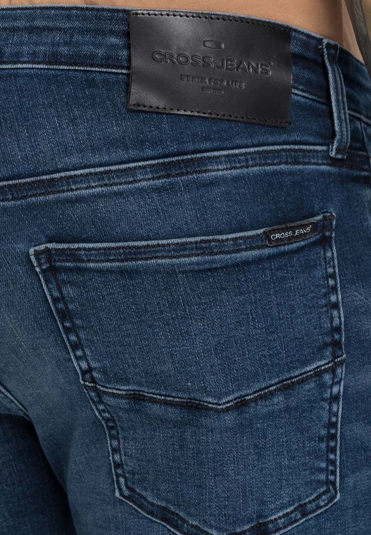 Cross Jeans Herren Jeans - Damion - slim fit - dark blue crinkle