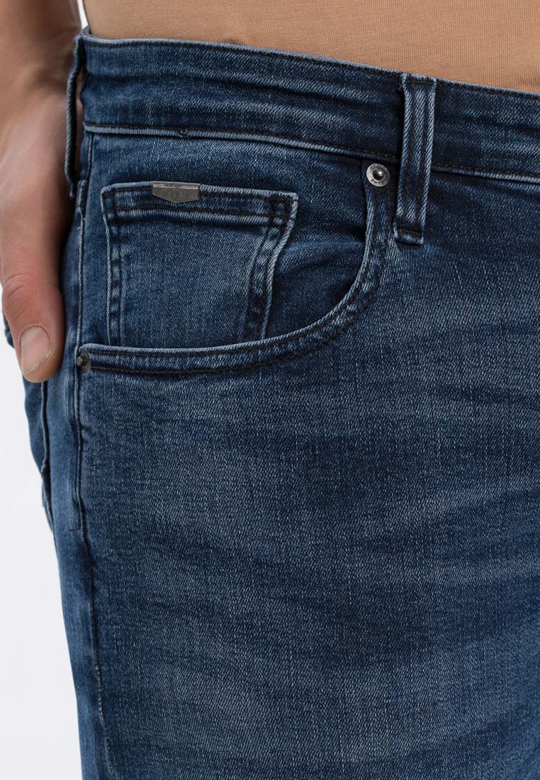 Cross Jeans Herren Jeans - Damion - slim fit - dark blue crinkle