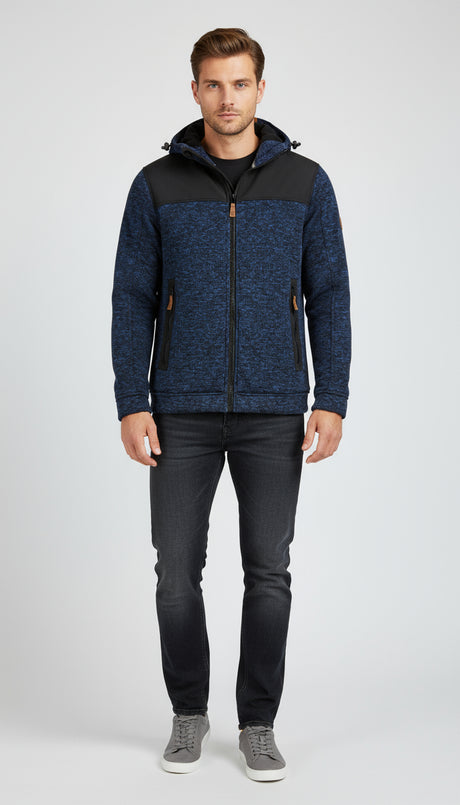 Blue Wave Herren Strickfleecejacke mit Kapuze Fabio 1103