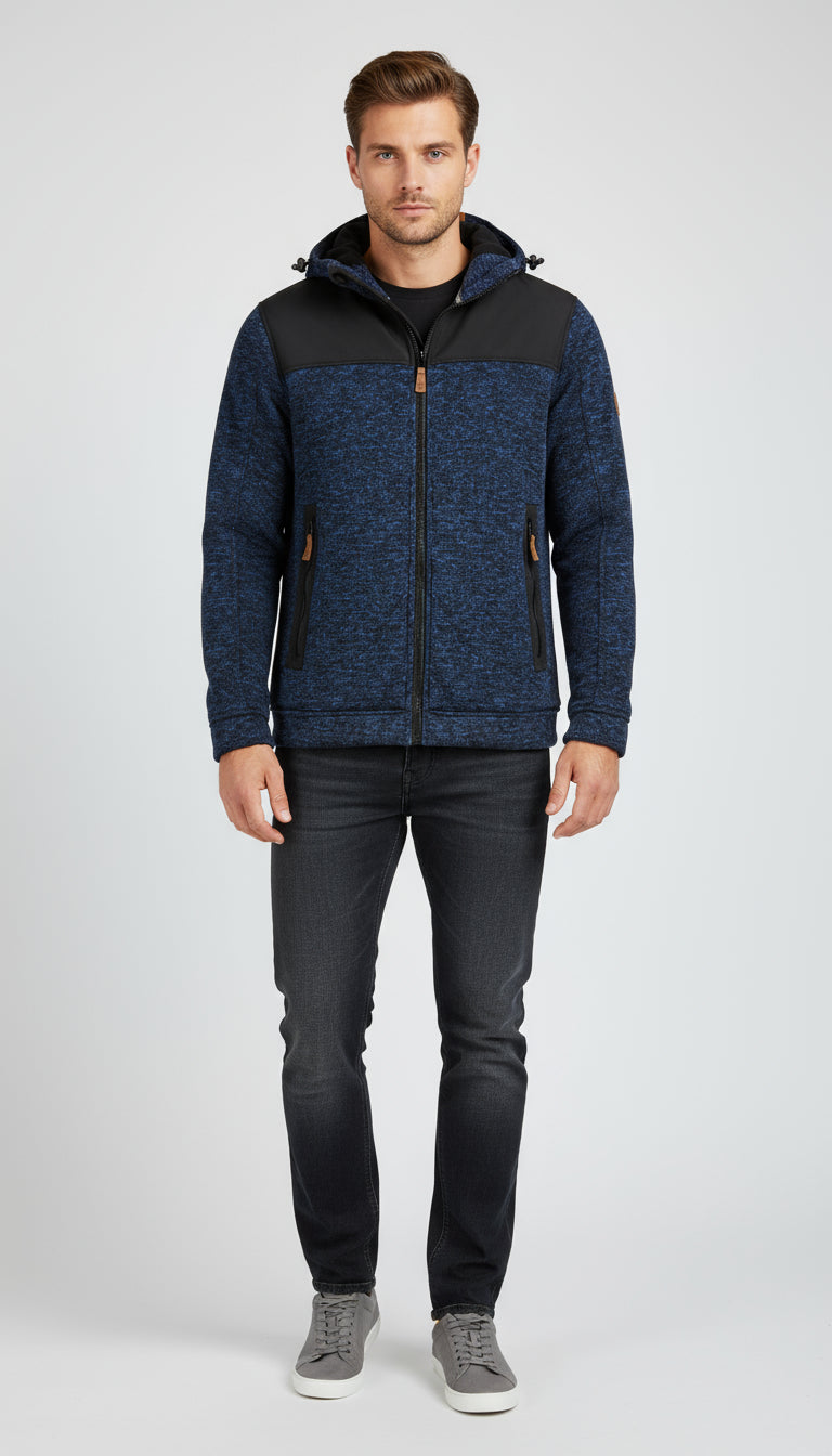 Blue Wave Herren Strickfleecejacke mit Kapuze Fabio 1103