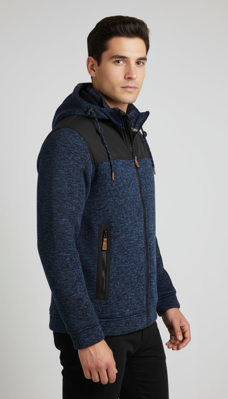 Blue Wave Herren Strickfleecejacke mit Kapuze Fabio 1103