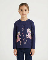 Salt and Pepper Mädchen Langarmshirt mit edler Pferde-Stickerei