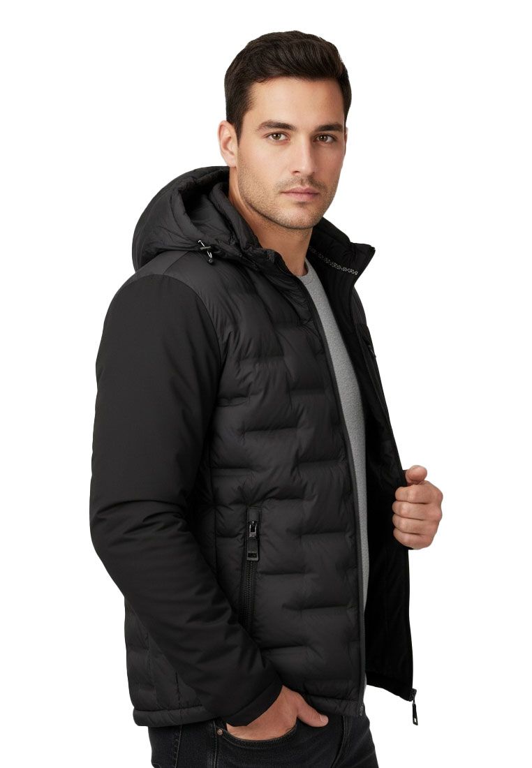 LPO Herren Steppjacke im Materialmix mit abnehmbarer Kapuze Justin
