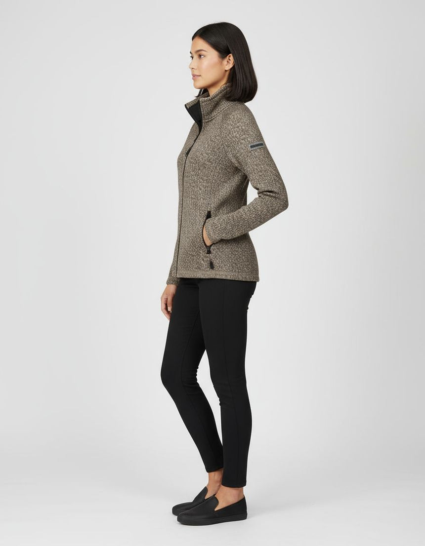 PO Damen Strickfleecejacke mit Allover-Print Lovis