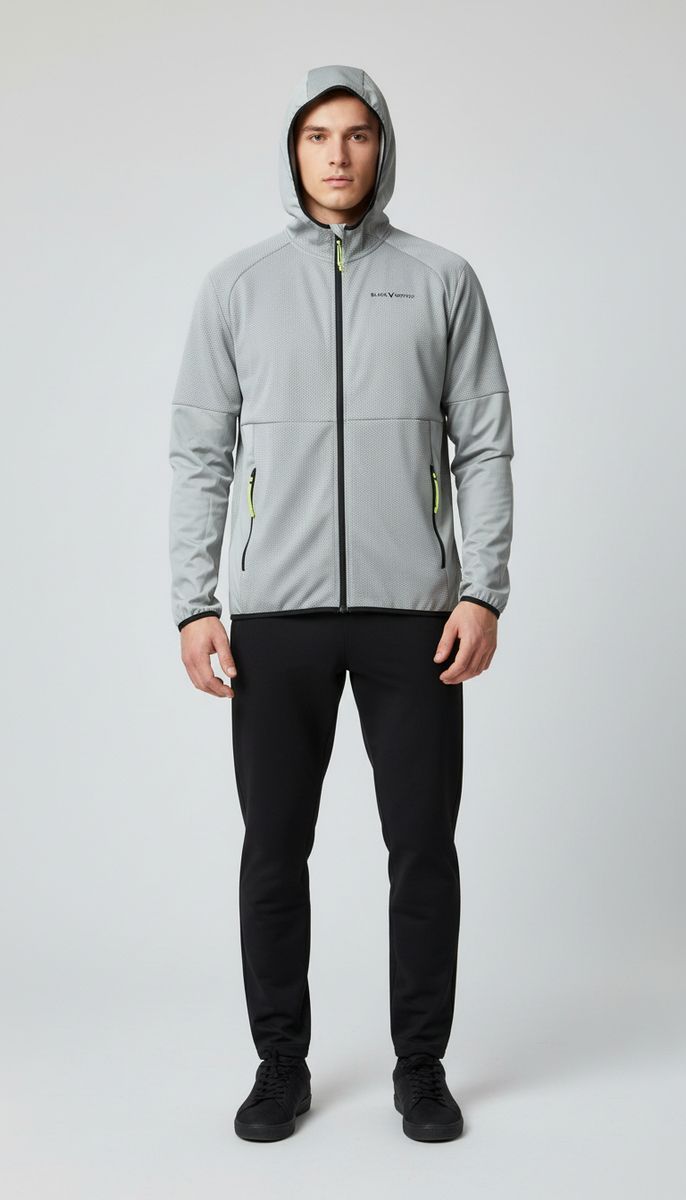 Black Crevice Herren Midlayerjacke aus Waffelfleece