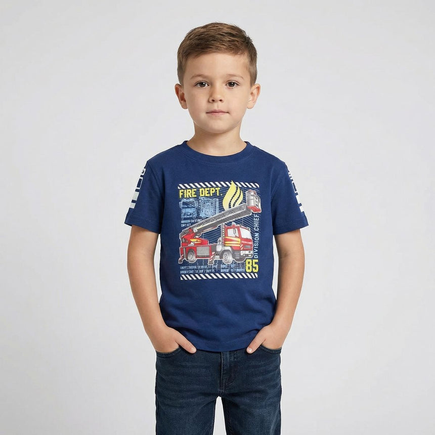 Salt and Pepper Jungen T-Shirt leuchtendem Feuerwehr Print