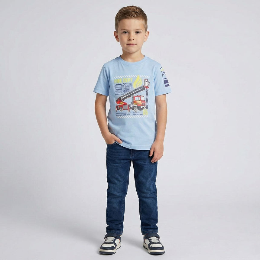 Salt and Pepper Jungen T-Shirt leuchtendem Feuerwehr Print