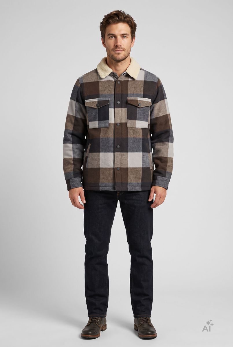 Ray Herren Flanelljacke mit Fellkragen