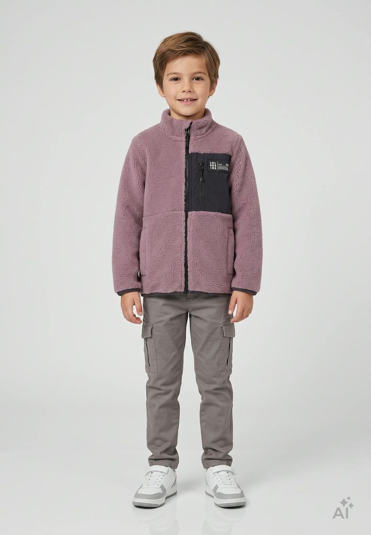 COLOR KIDS Kinder Teddy- / Sherpa-Fleecejacke