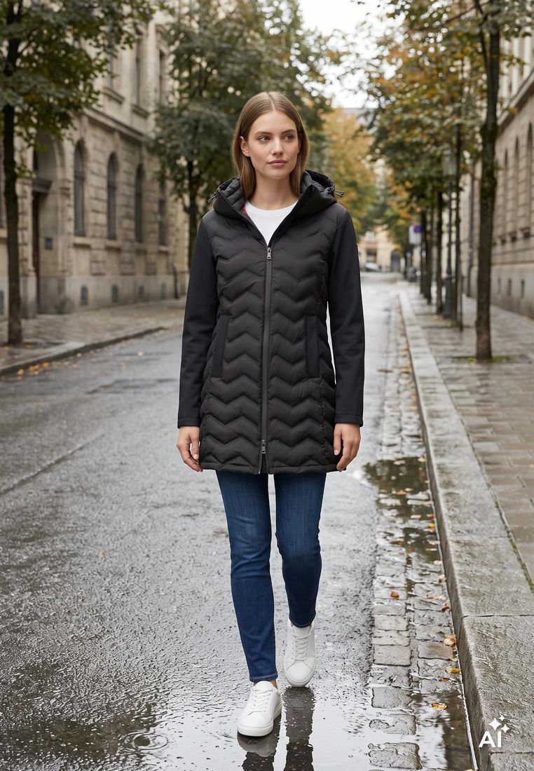 LPO Damen Steppmantel mit Softshell-Einsätzen Luna