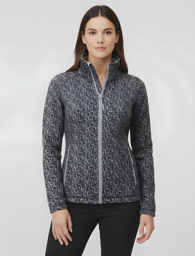 PO Damen Strickfleecejacke mit Allover-Print Lovis