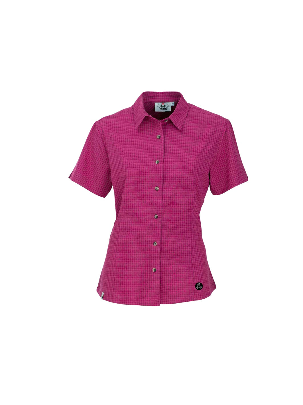 MAUl Sport - Damen Outdoorhemd Halserspitze - 1/2 Bluse Karo - berry  - elastisch