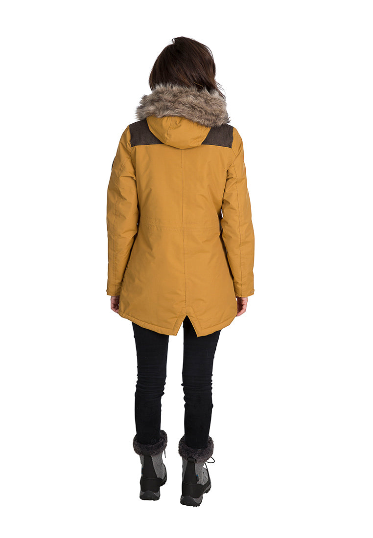 DLX Damen Wintermantel mit abnehmbarer Fellkapuze