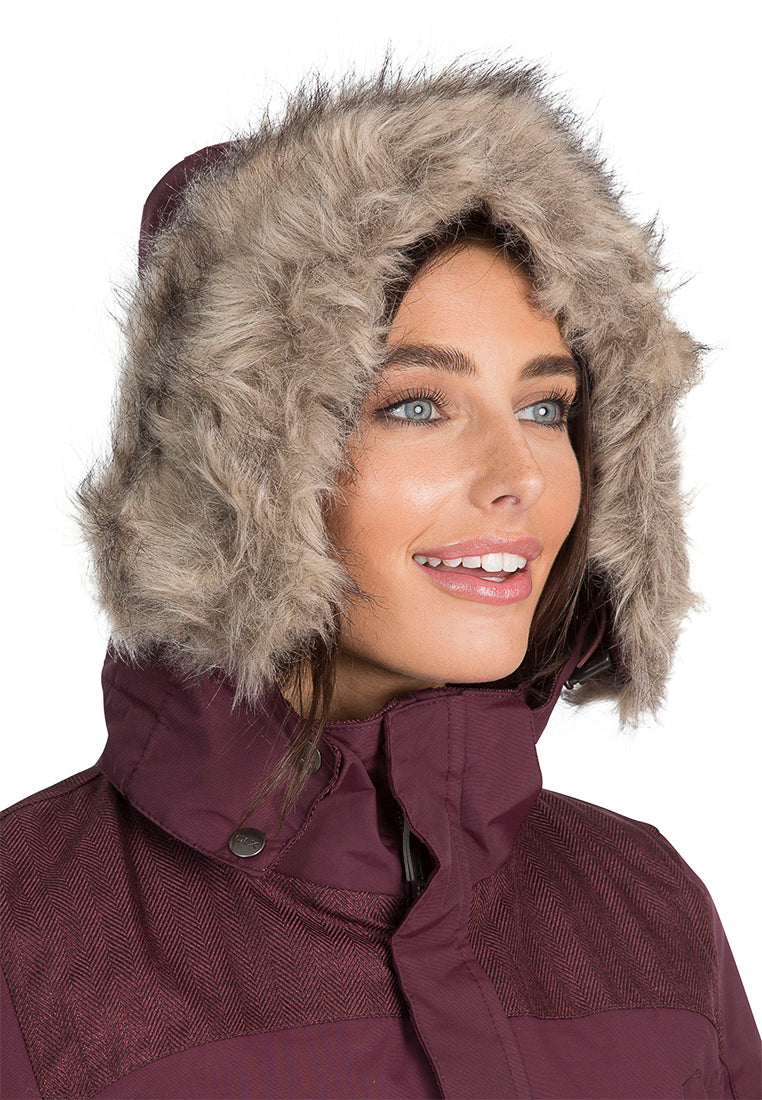 DLX Damen Wintermantel mit abnehmbarer Fellkapuze