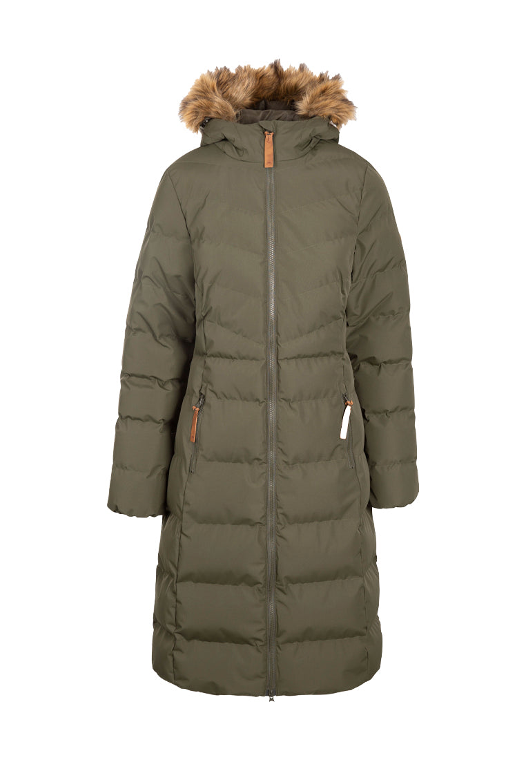 Trespass Damen Steppmantel mit Fell Kapuze AUDREY olive