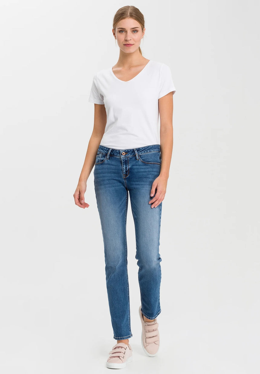 Cross Jeans  Damen Rose - Regular Fit -mid used blue